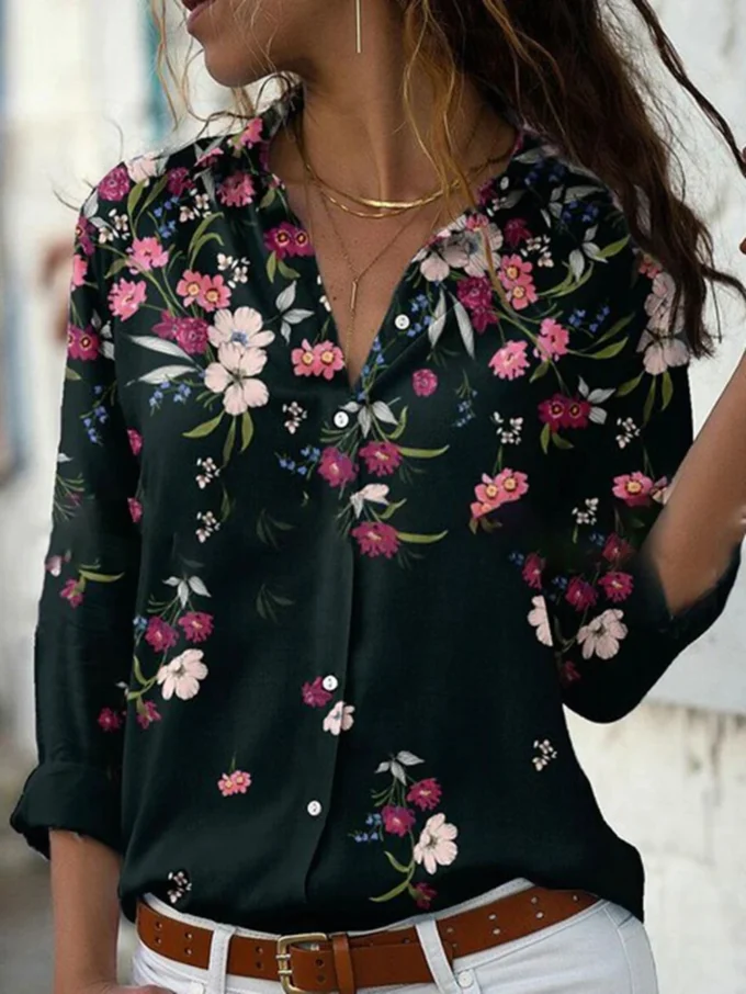 Fashion Woman Blouse 2024 Large Size Shirt Casual Loose Long Sleeve Shirt Feminine Temperament Print Tops Female Clothing