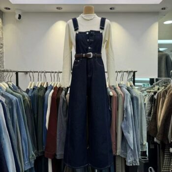 Women's composite mink velvet high waist denim overalls