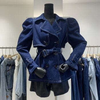 women's vintage trench denim jacket